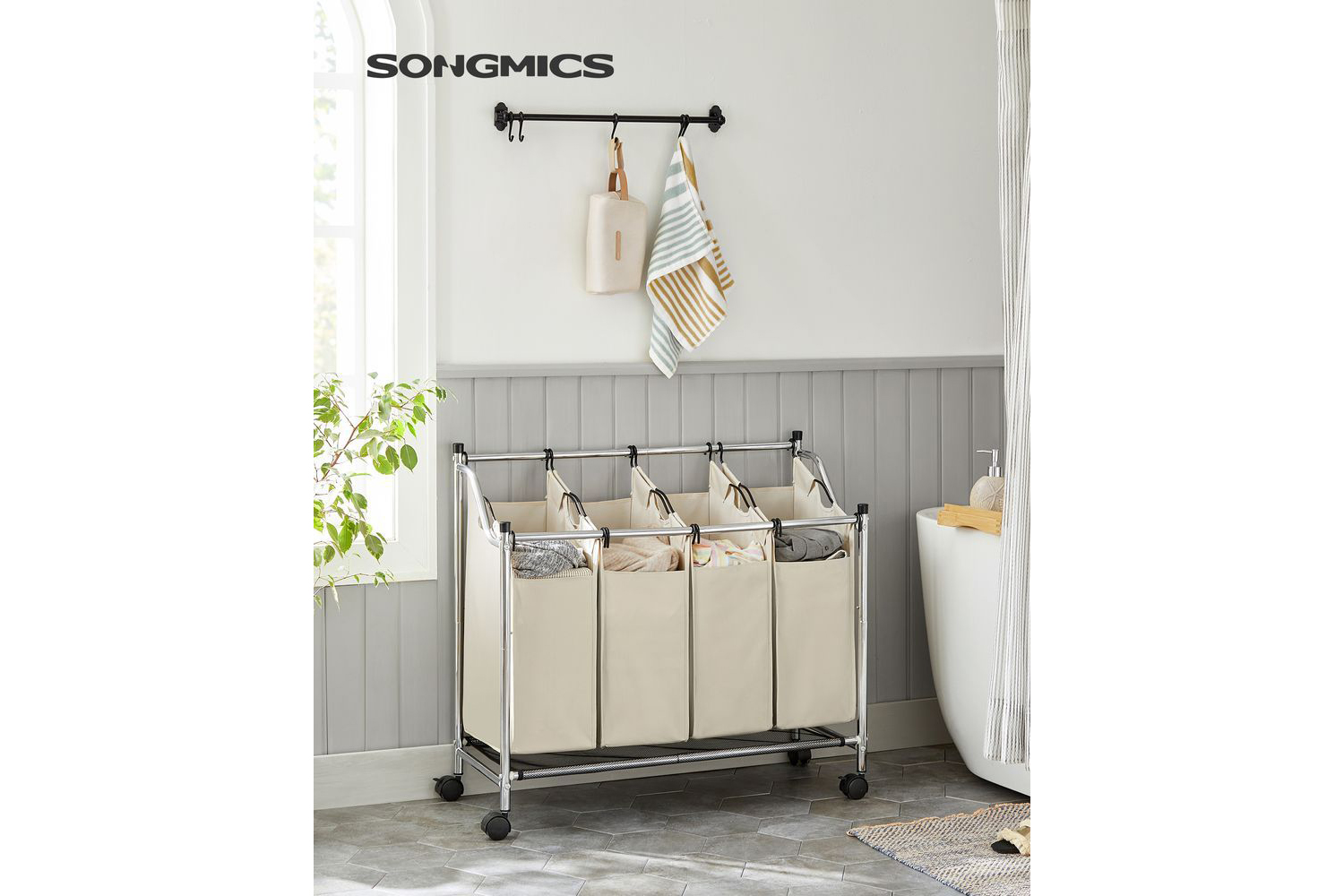 Songmics LSF005S 4 x 35L Laundry Hamper | Beige