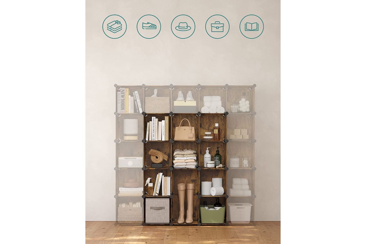 Songmics Lpc442a01 Modular Wall Rack, Consisting Of 15 Cubes Ireland