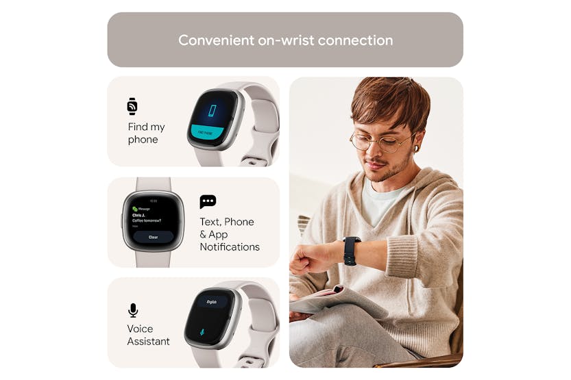 Fitbit Sense 2 Smartwatch | Lunar White & Platinum