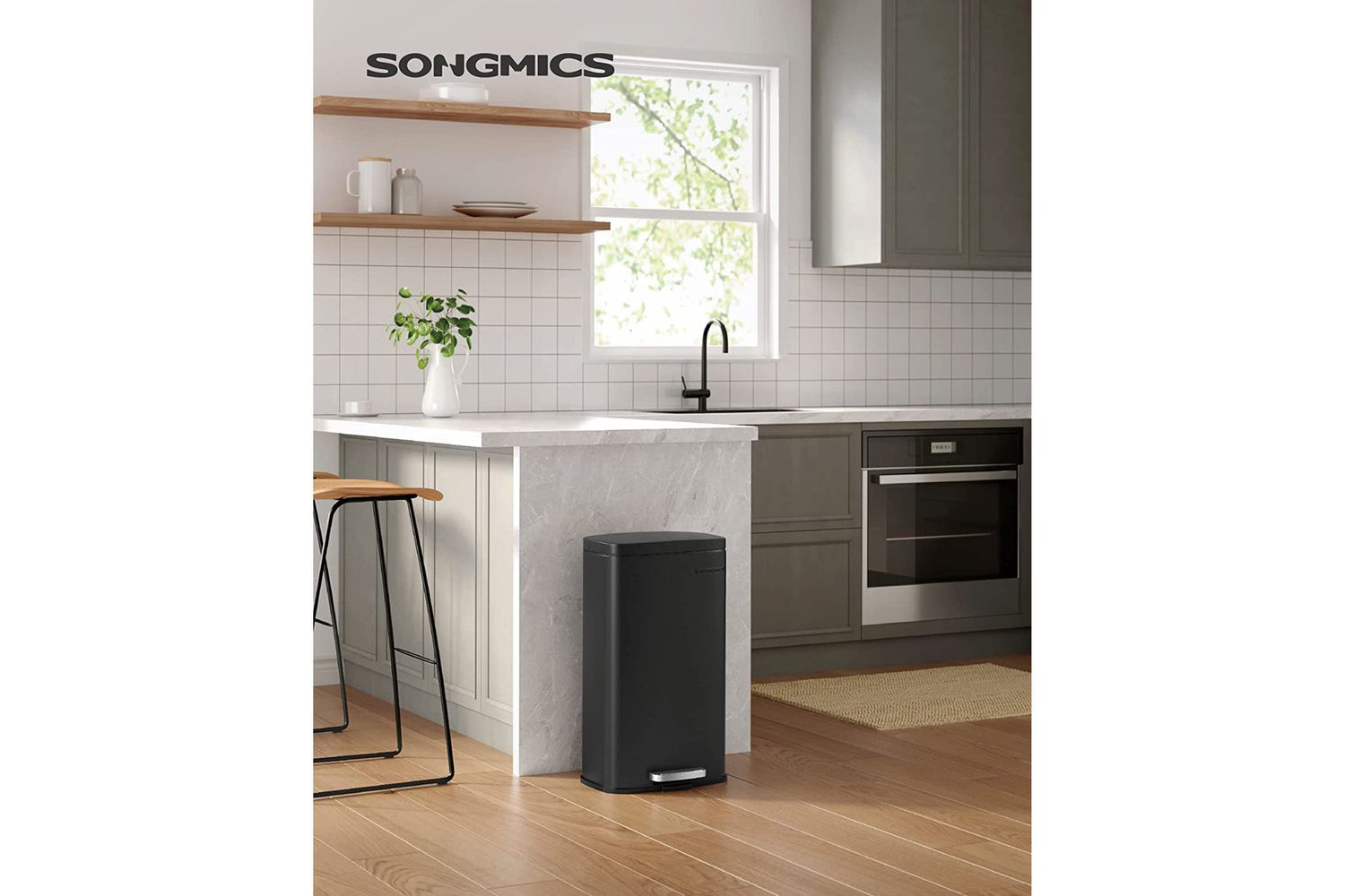 Songmics LTB03BK Trash Can for the Kitchen | Black
