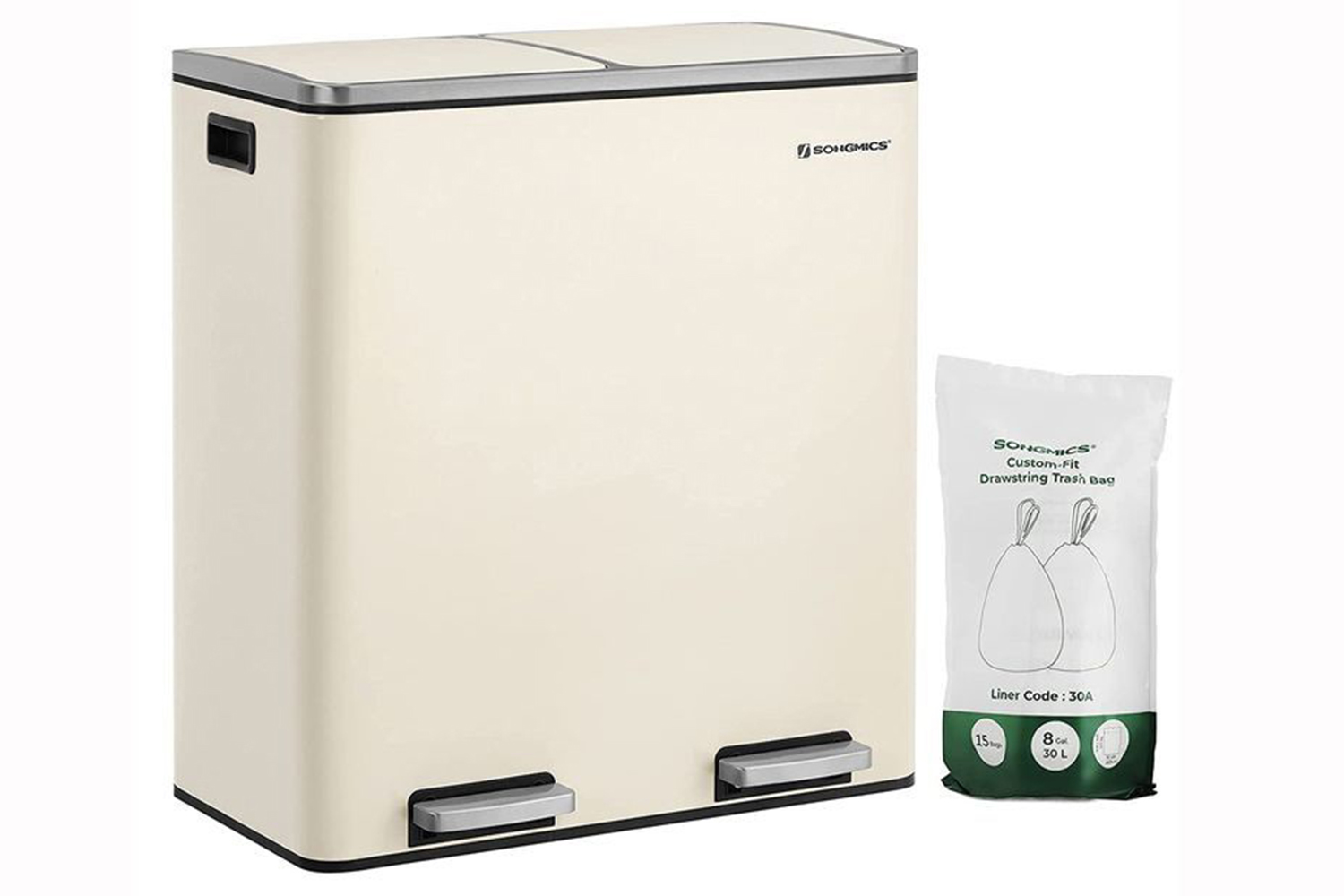 Songmics LTB060A01 Metallic 2 x 30L Bin