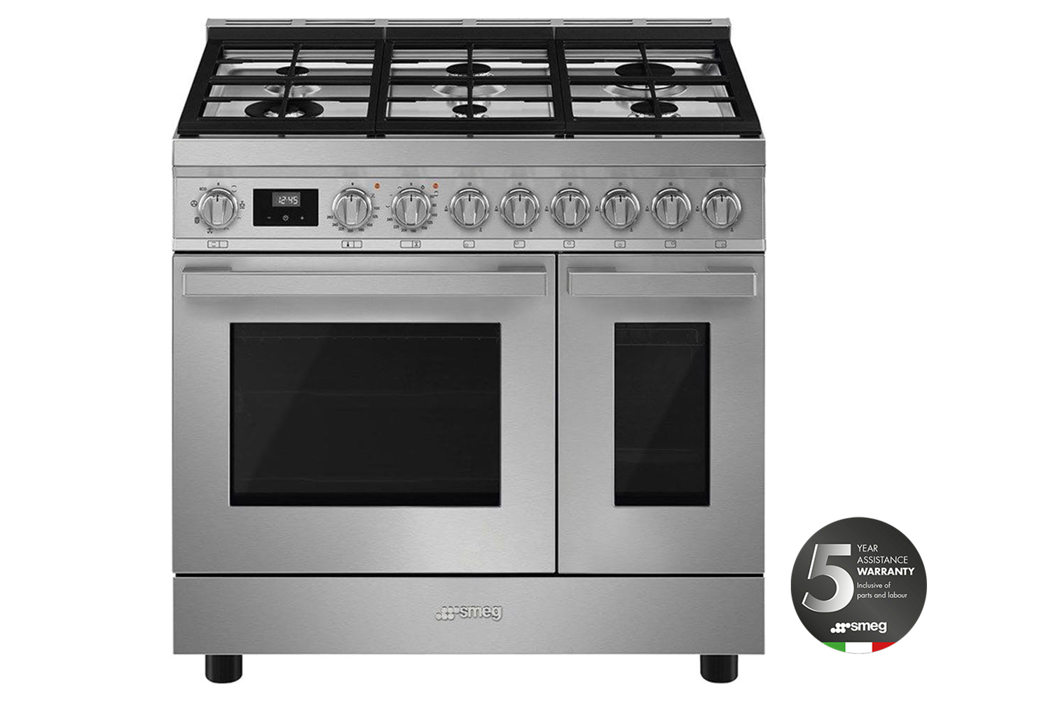 Smeg 90cm Portofino Dual Fuel Range Cooker | CPF92GMX | Stainless Steel
