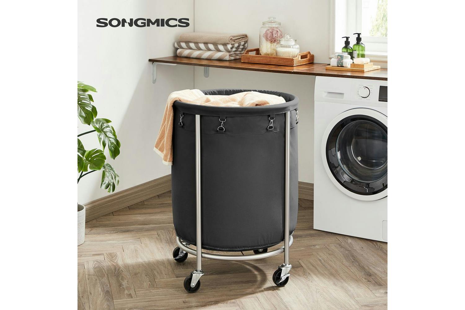 Songmics RLS001B01 Laundry Basket With Wheels