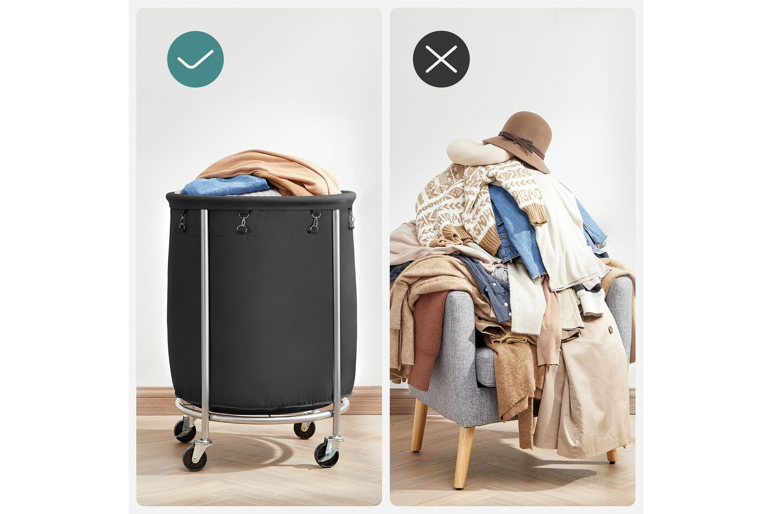 Songmics RLS001B01 Laundry Basket With Wheels Ireland