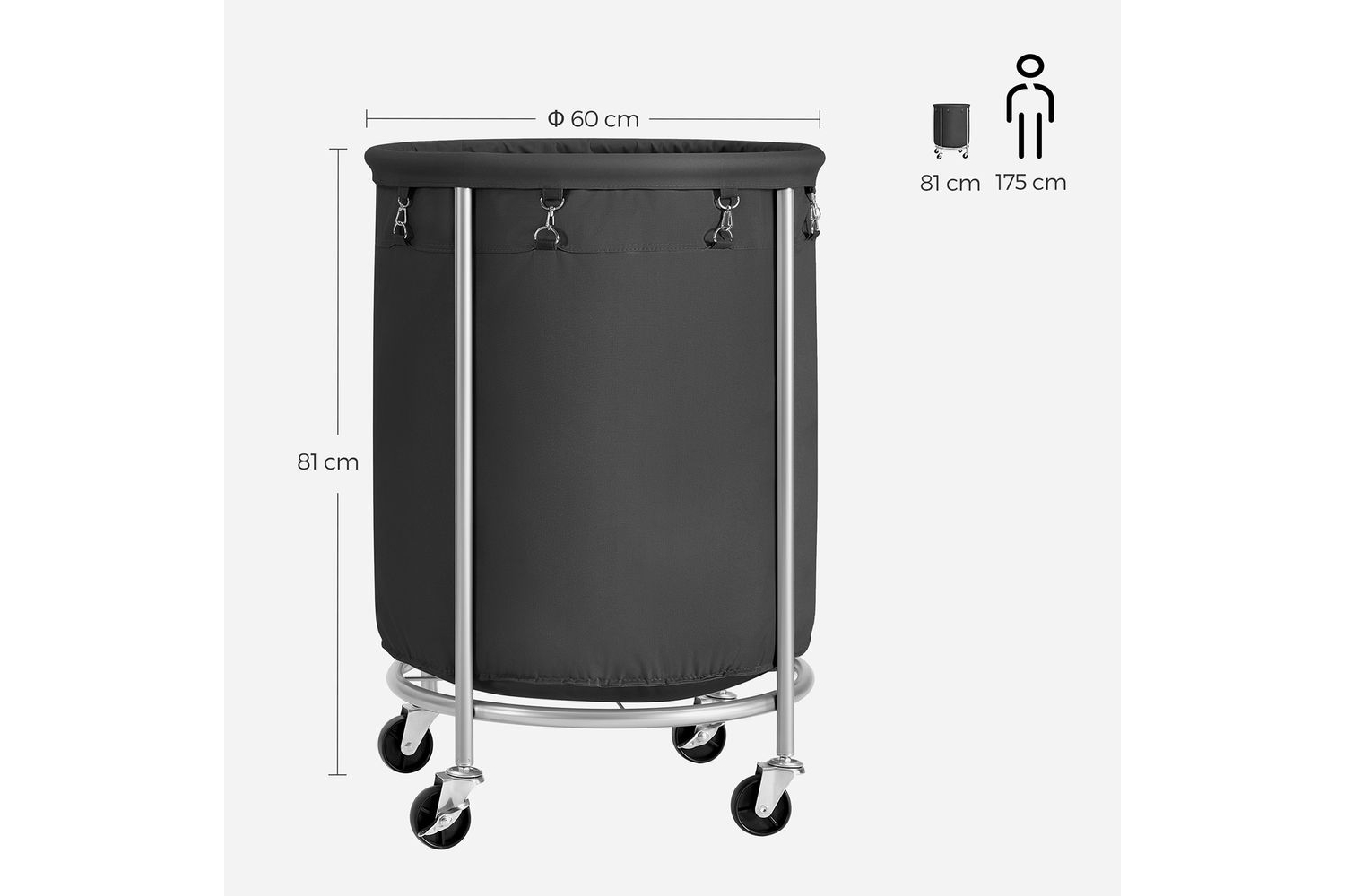 Songmics RLS001B01 Laundry Basket With Wheels Ireland