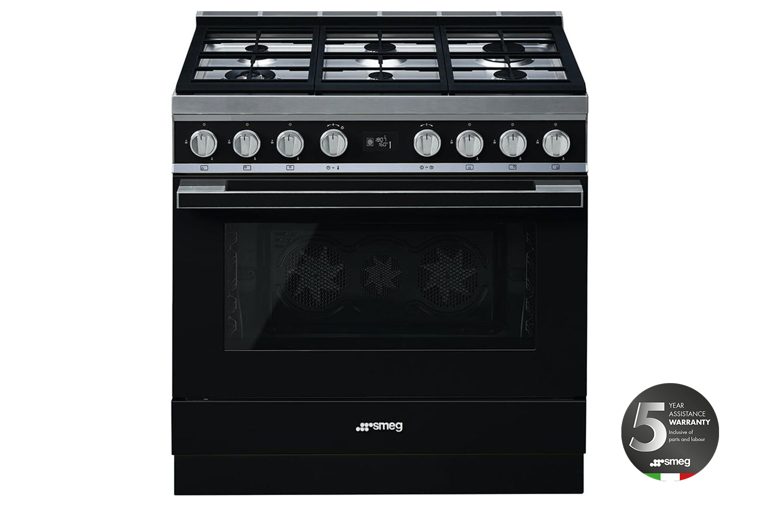 Smeg Portofino 90cm Dual Fuel Range Cooker | CPF9GPBL | Black