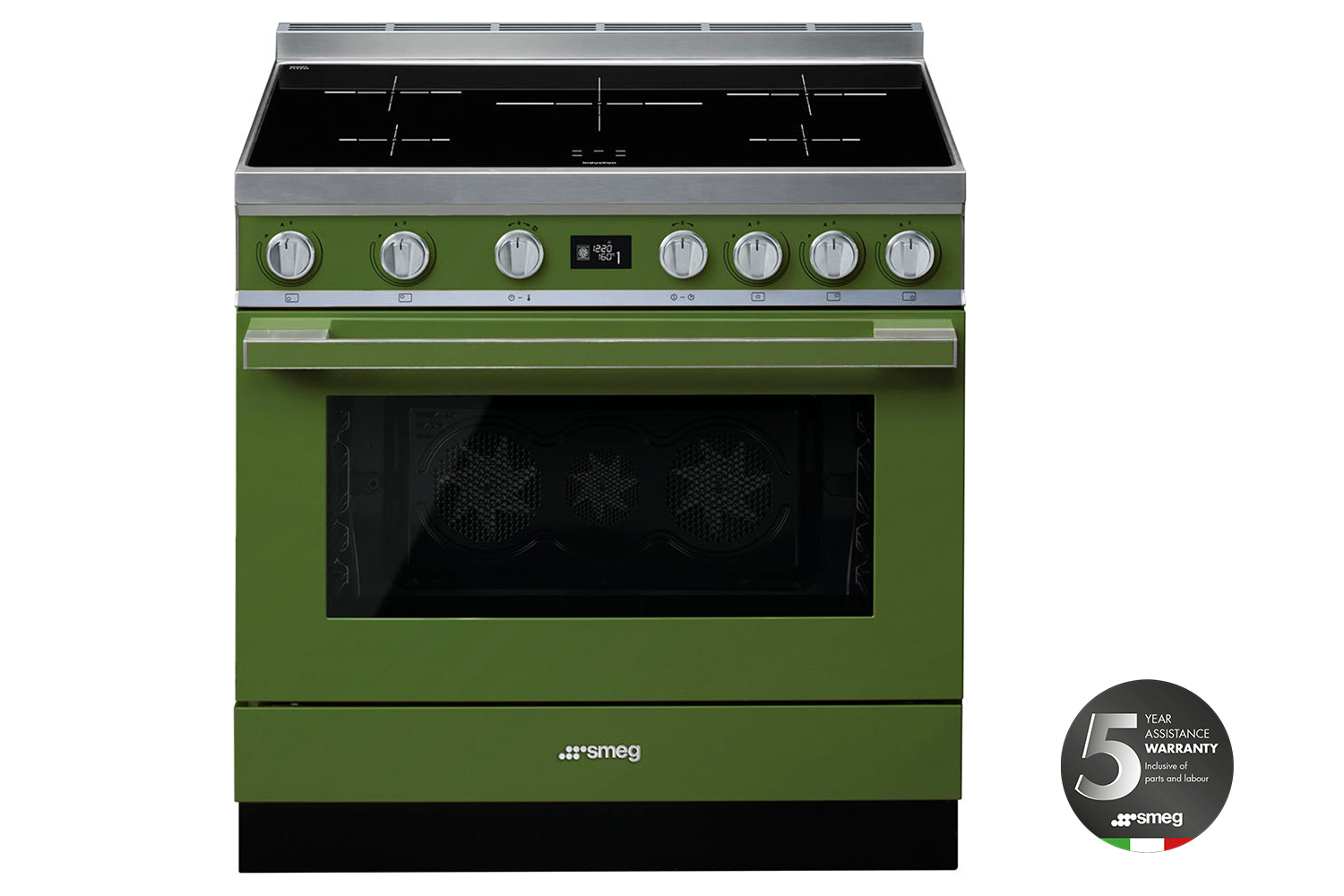 Smeg 90cm Portofino Aesthetic Electric Induction Cooker | CPF9IPOG | Olive Green