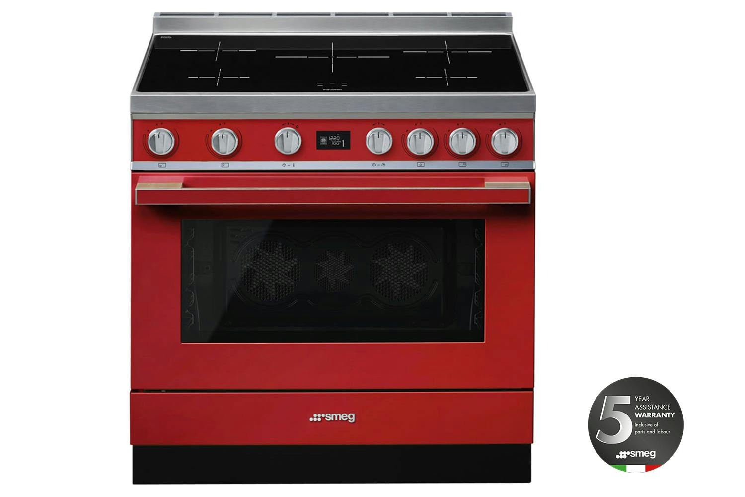 Smeg 90cm Portofino Aesthetic Electric Induction Cooker | CPF9IPR | Red