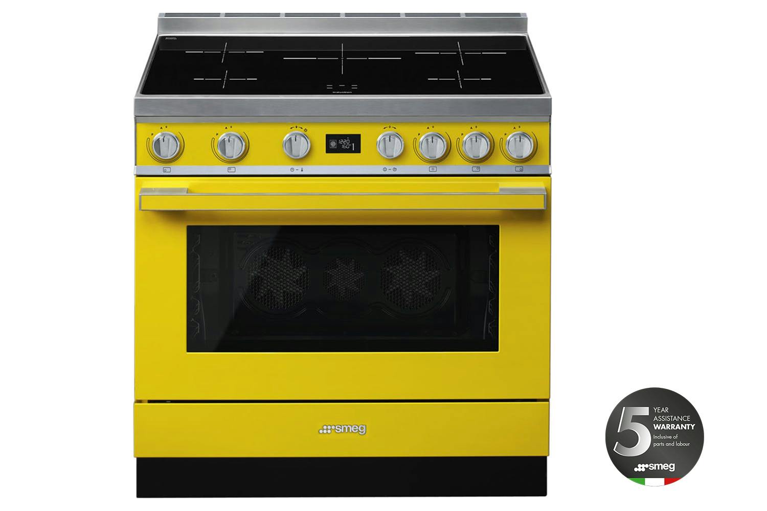 Smeg 90cm Portofino Aesthetic Electric Induction Cooker | CPF9IPYW | Yellow