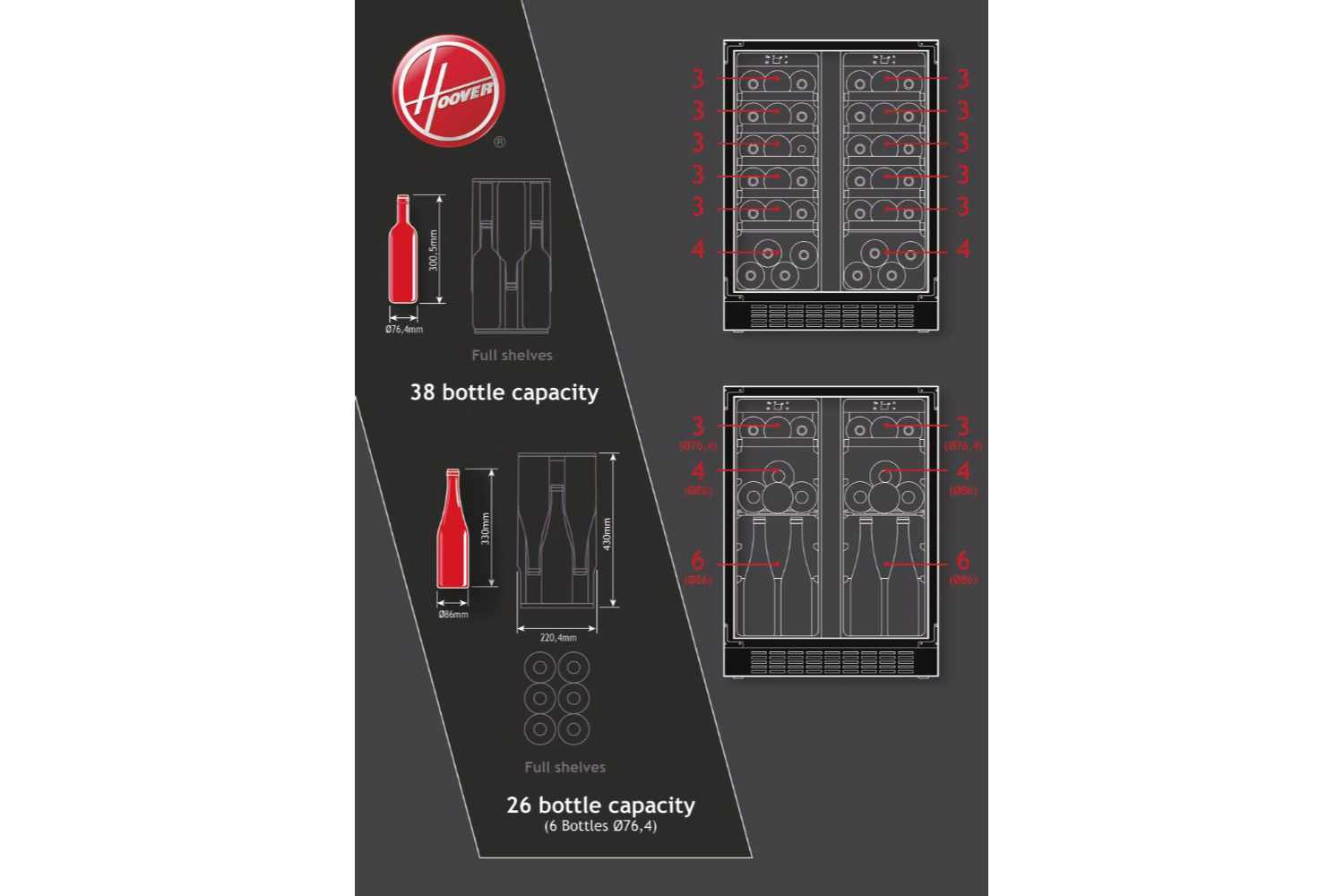 Hoover Integrated 38 Bottles Wine Cooler HWCB60DUK/N Ireland