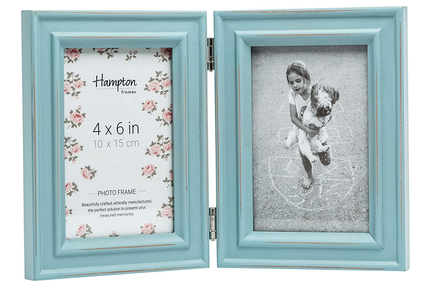 Paloma 6x4" Hinged Double Photo Frame | Blue
