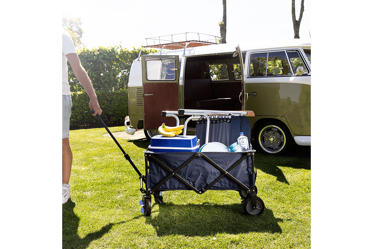 Chariot Pliable, 4 Roues Renforcées, Chariot de Jardin, Grande Capacité