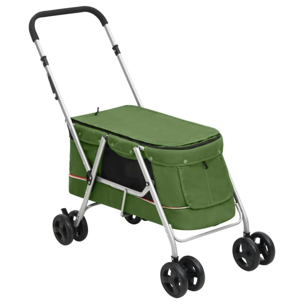 Vidaxl 172204 Folding Dog Stroller Green 100x49x96 Cm Linen 
