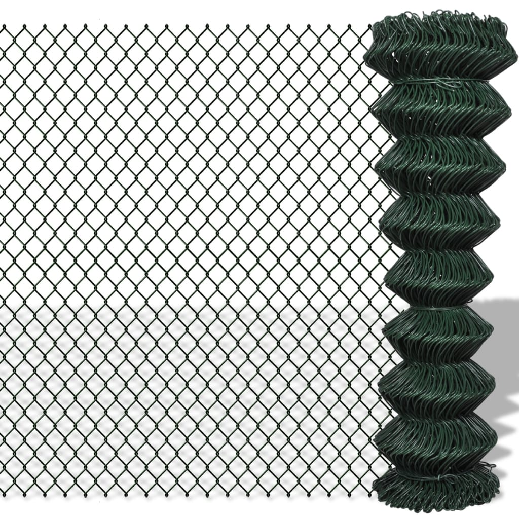vidaXL 140351 Chain Link Fence Steel 1,5x25 M Green