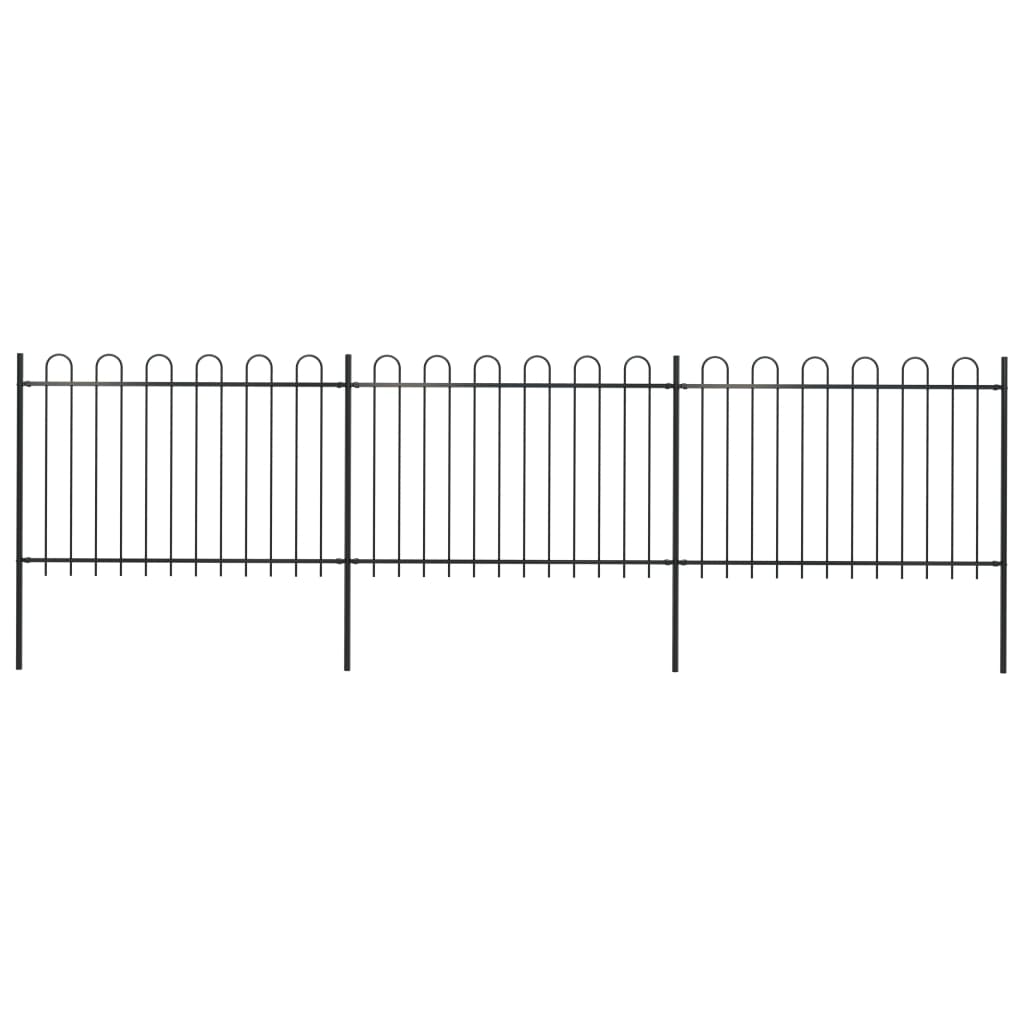 vidaXL 277667 Garden Fence With Hoop Top Steel 5.1x1.2 M Black