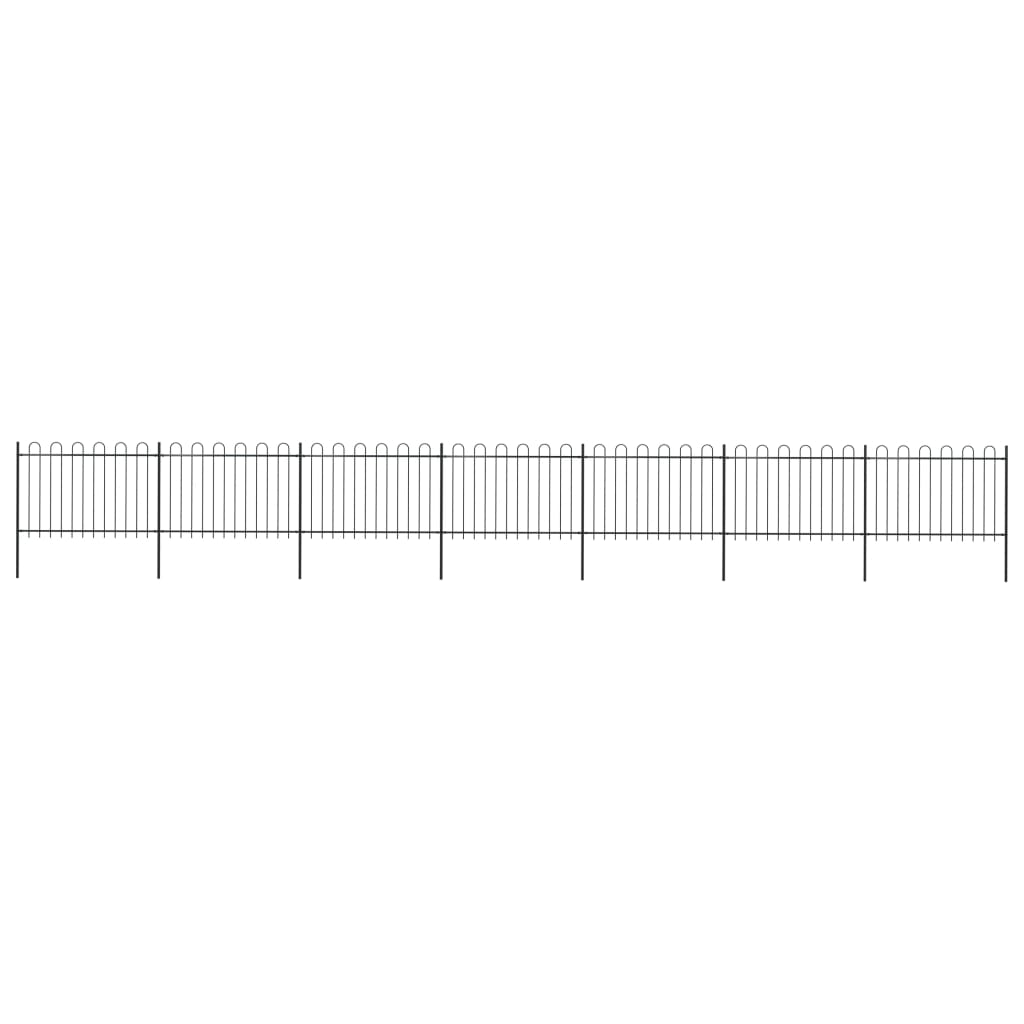 vidaXL 277671 Garden Fence With Hoop Top Steel 11.9x1.2 M Black