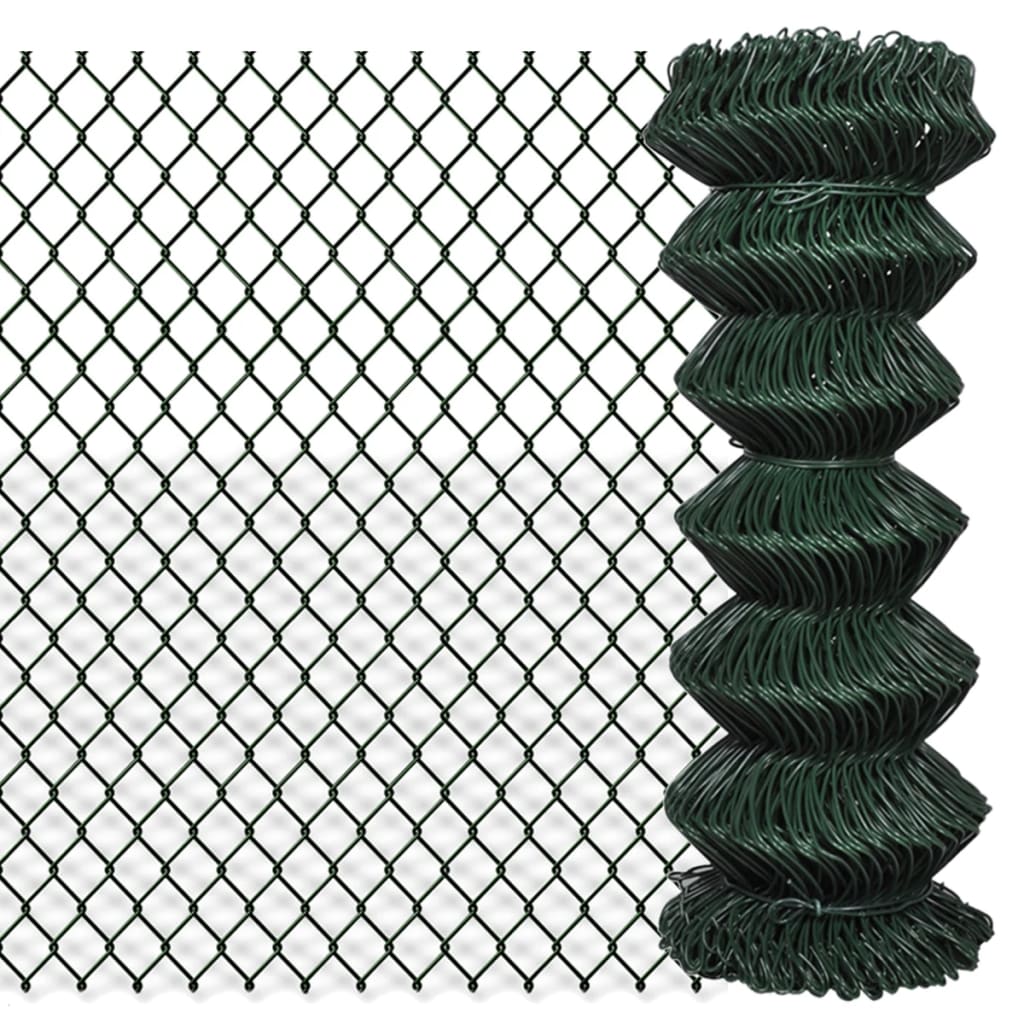 vidaXL 140349 Chain Link Fence Steel 1x25 M Green