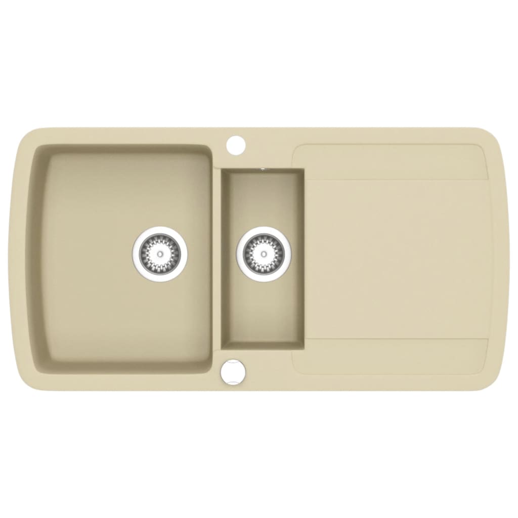 Vidaxl Granite Kitchen Sink Double Basins Beige