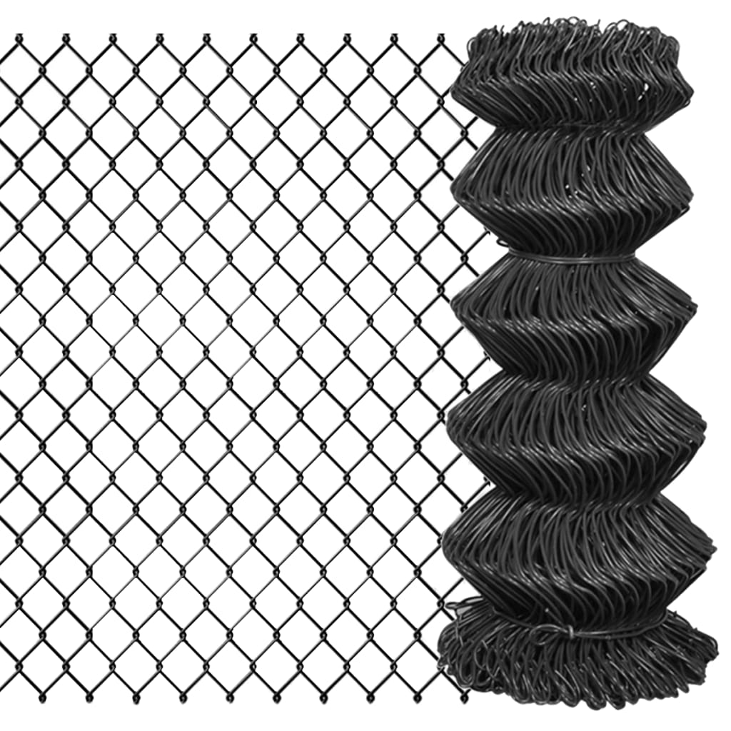 vidaXL 142428 Chain Link Fence Steel 25x0.8 M Grey
