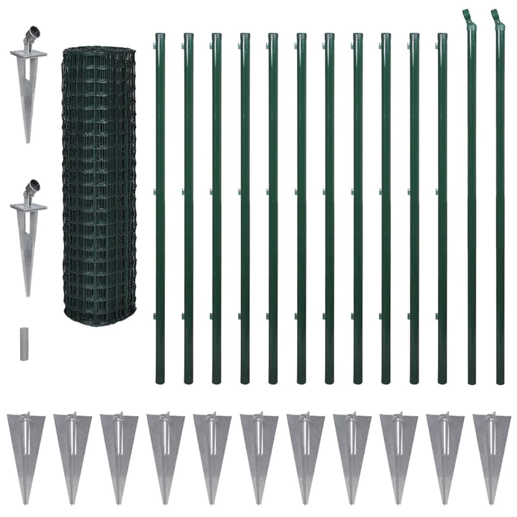 vidaXL 145765 Euro Fence Steel 25x1.7 M Green