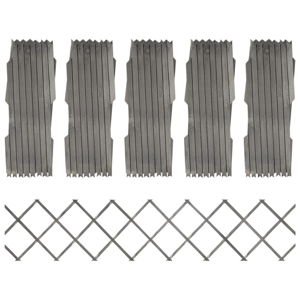 vidaXL 316423 Trellis Fences 5 Pcs Grey Solid Firwood 180x30cm