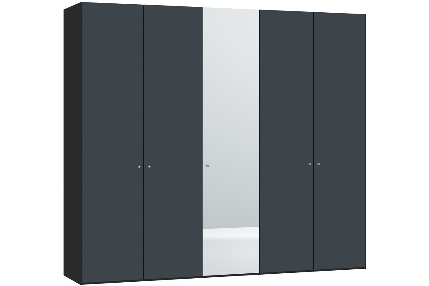Laura Hinged 5 Door Wardrobe 253Cm | Antracite Glass + Mirror
