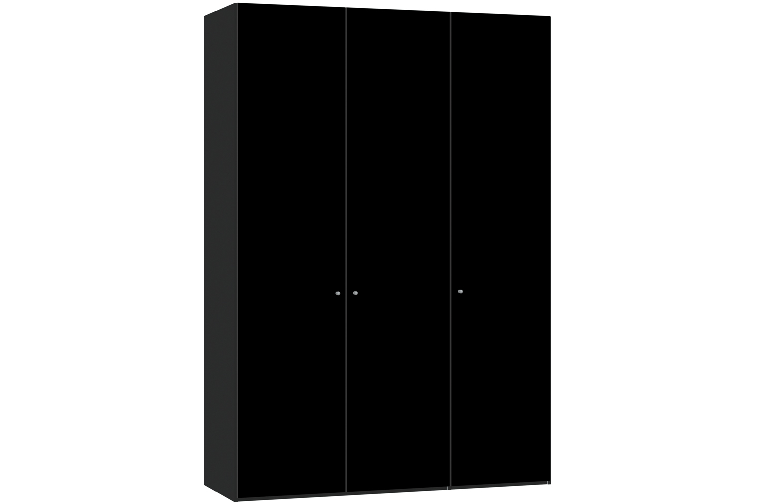 Janet Hinged 3 Door Wardrobe 152Cm | Black Glass