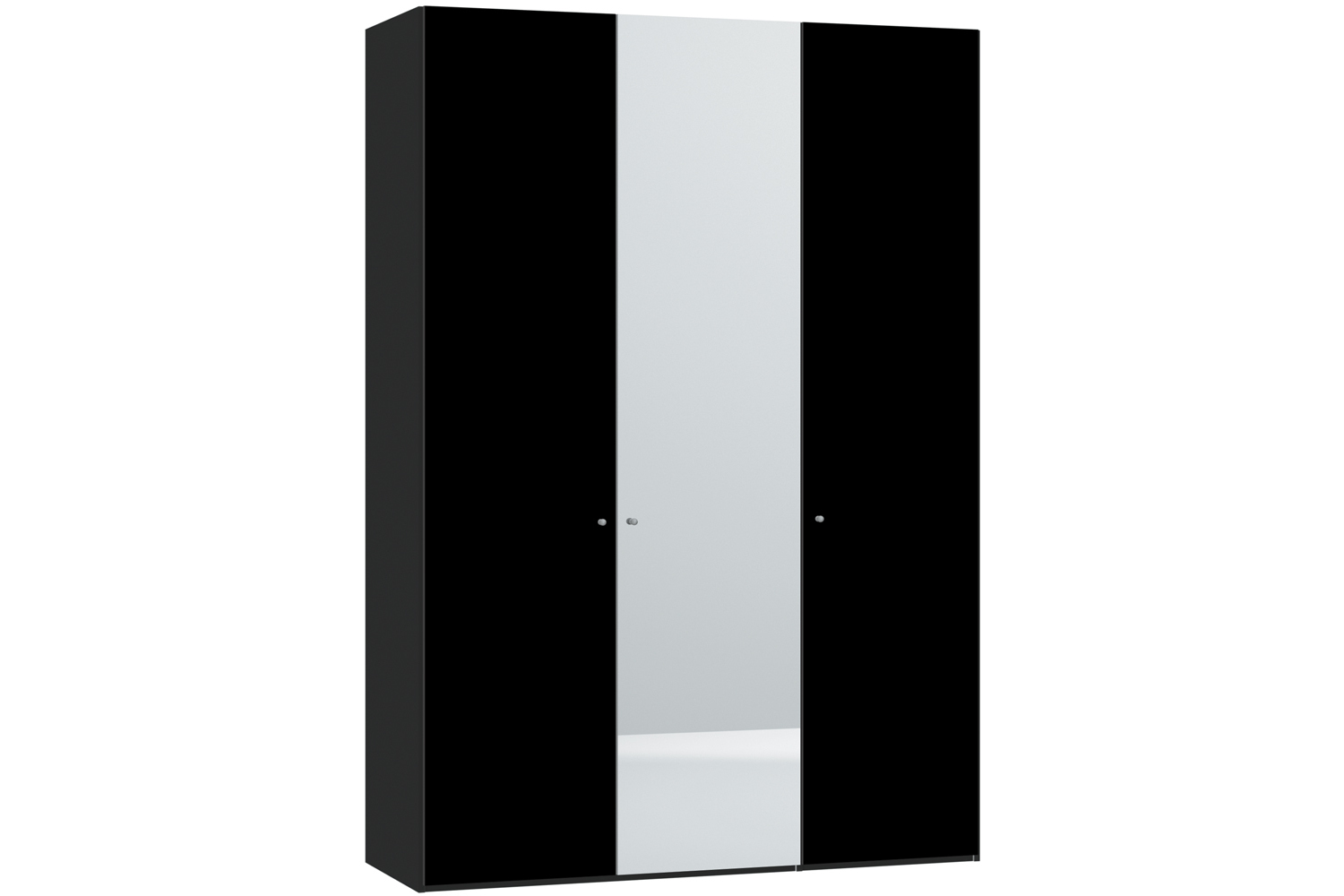 Janet Hinged 3 Door Wardrobe 152Cm | Black Glass + Mirror