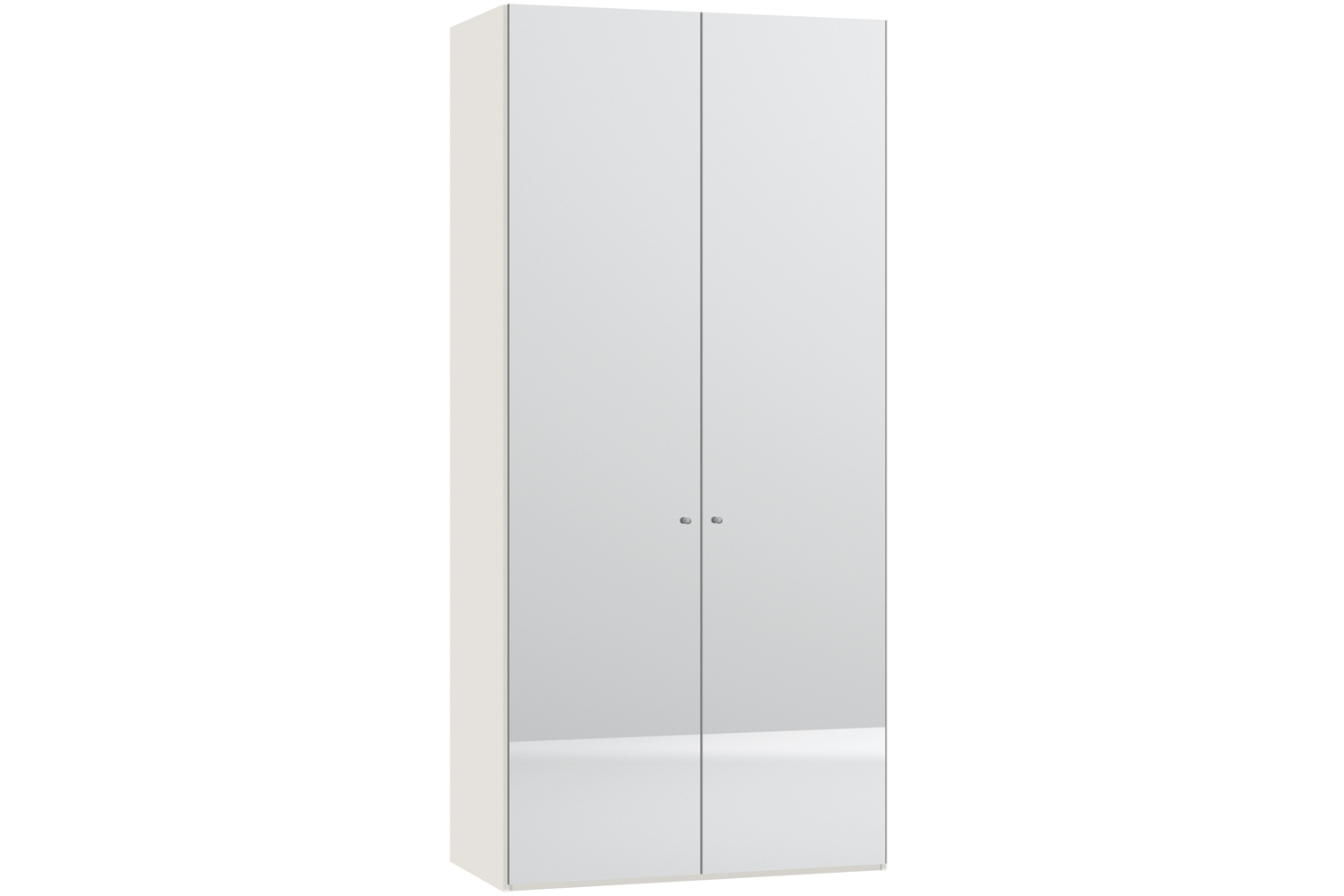 Mila Hinged 2 Door Wardrobe 102Cm | Mirror Body White