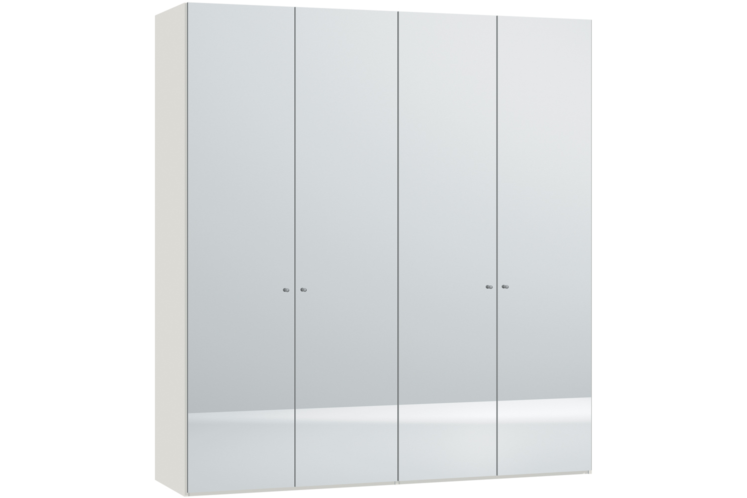 Mila Hinged 4 Door Wardrobe 203Cm | Mirror Body White