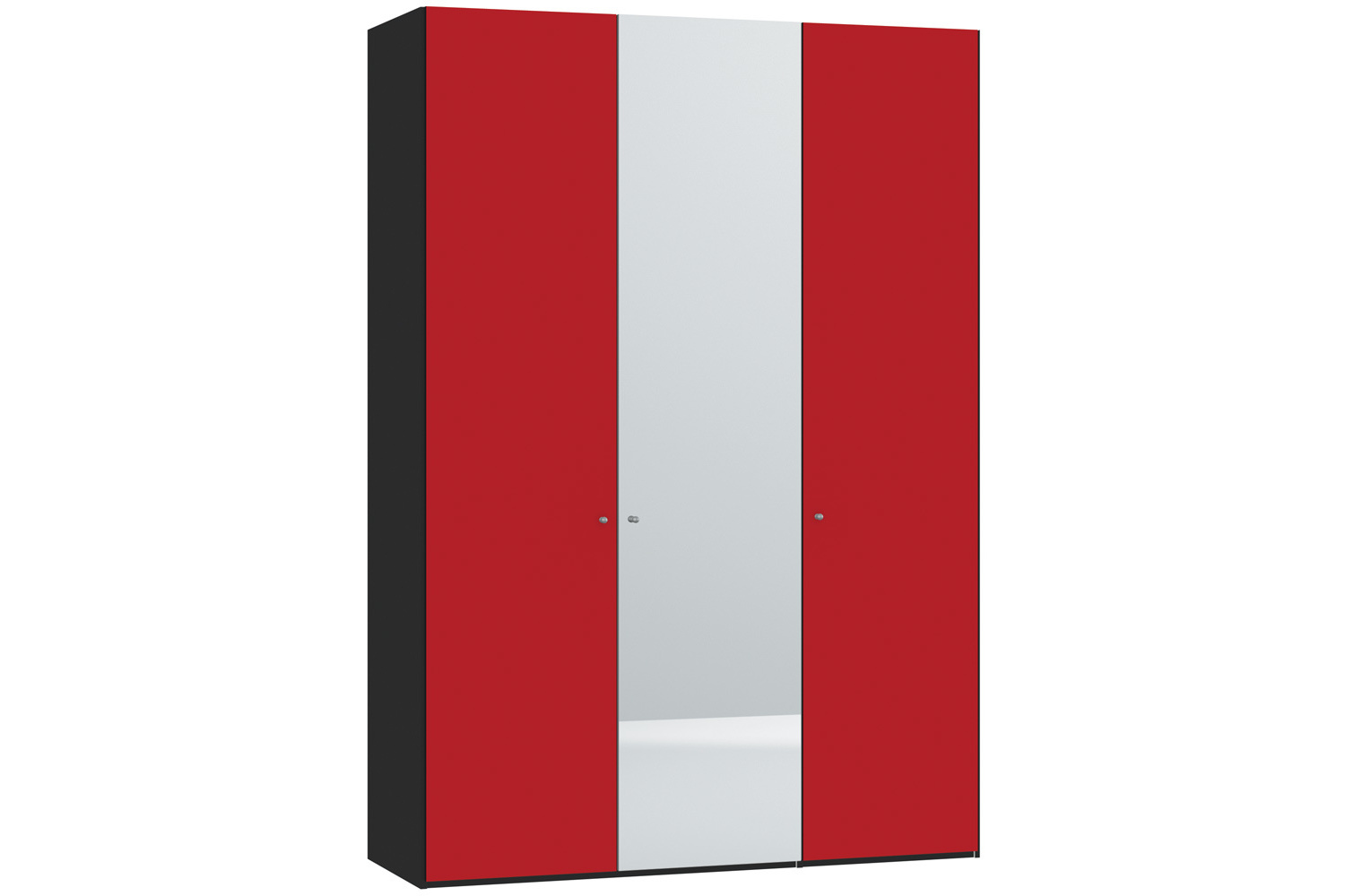 Skye Hinged 3 Door Wardrobe 152Cm | Red Glass Matt + Mirror