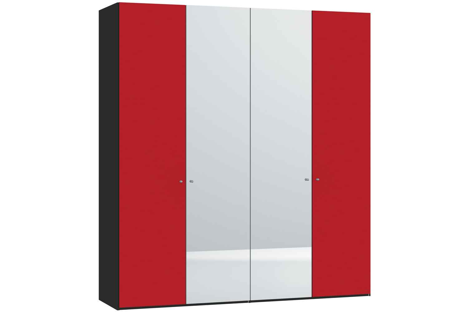 Skye Hinged 4 Door Wardrobe 203Cm | Red Glass Matt + Mirror