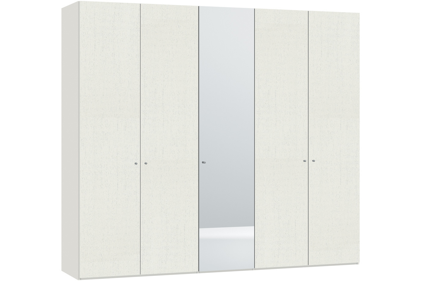 Julia Hinged 5 Door Wardrobe  253Cm | White Ash + Mirror