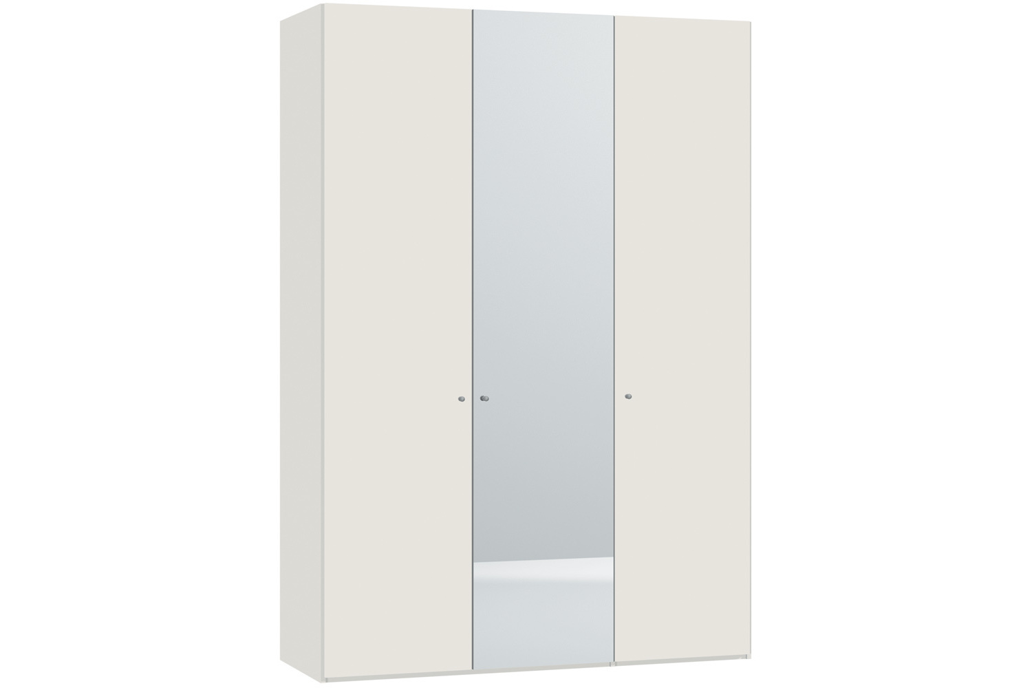 Yasmin Hinged 3 Door Wardrobe 152Cm | White High Gloss + Mirror
