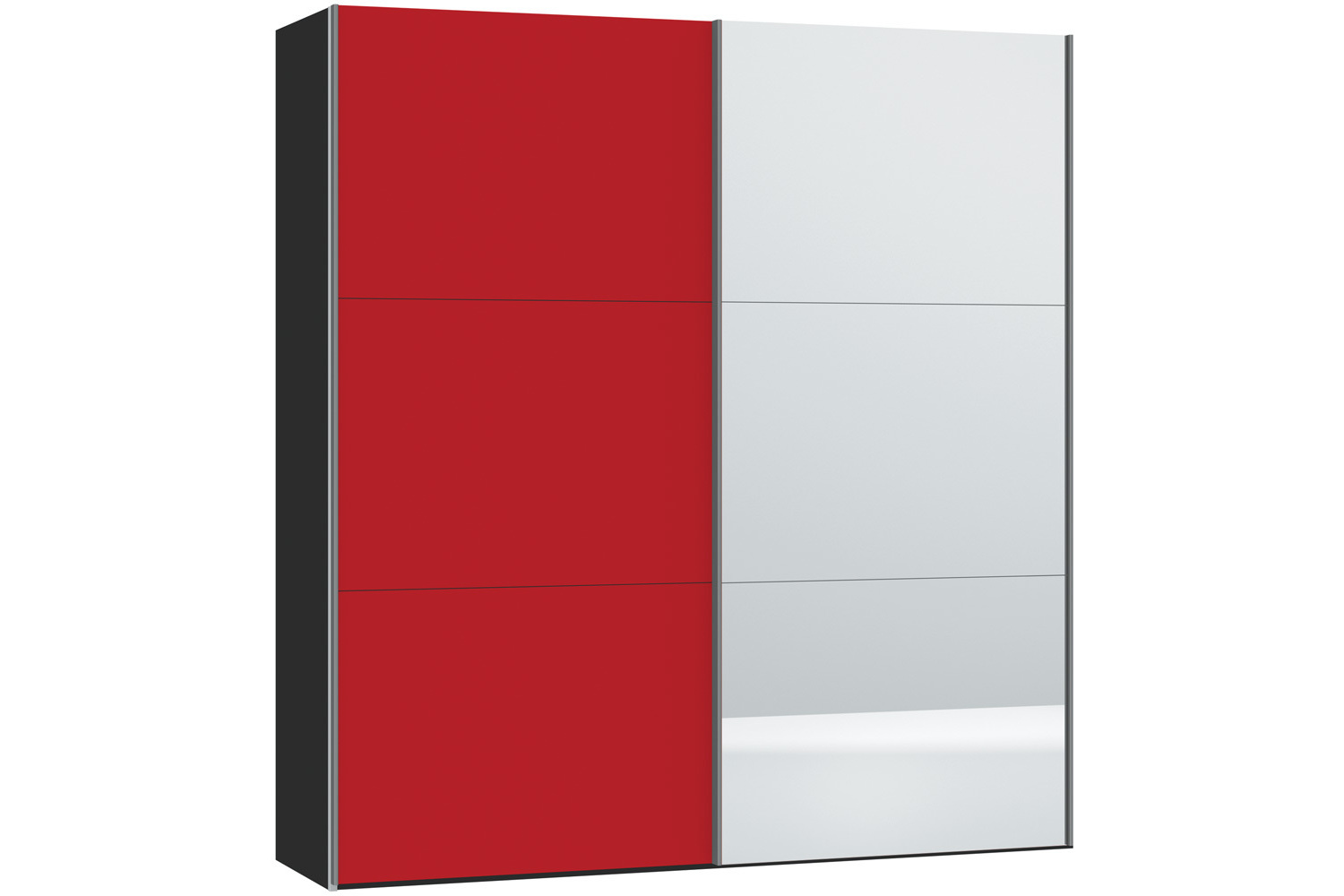 Skye Sliding Wardrobe 203Cm | Red Glass Matt + Mirror