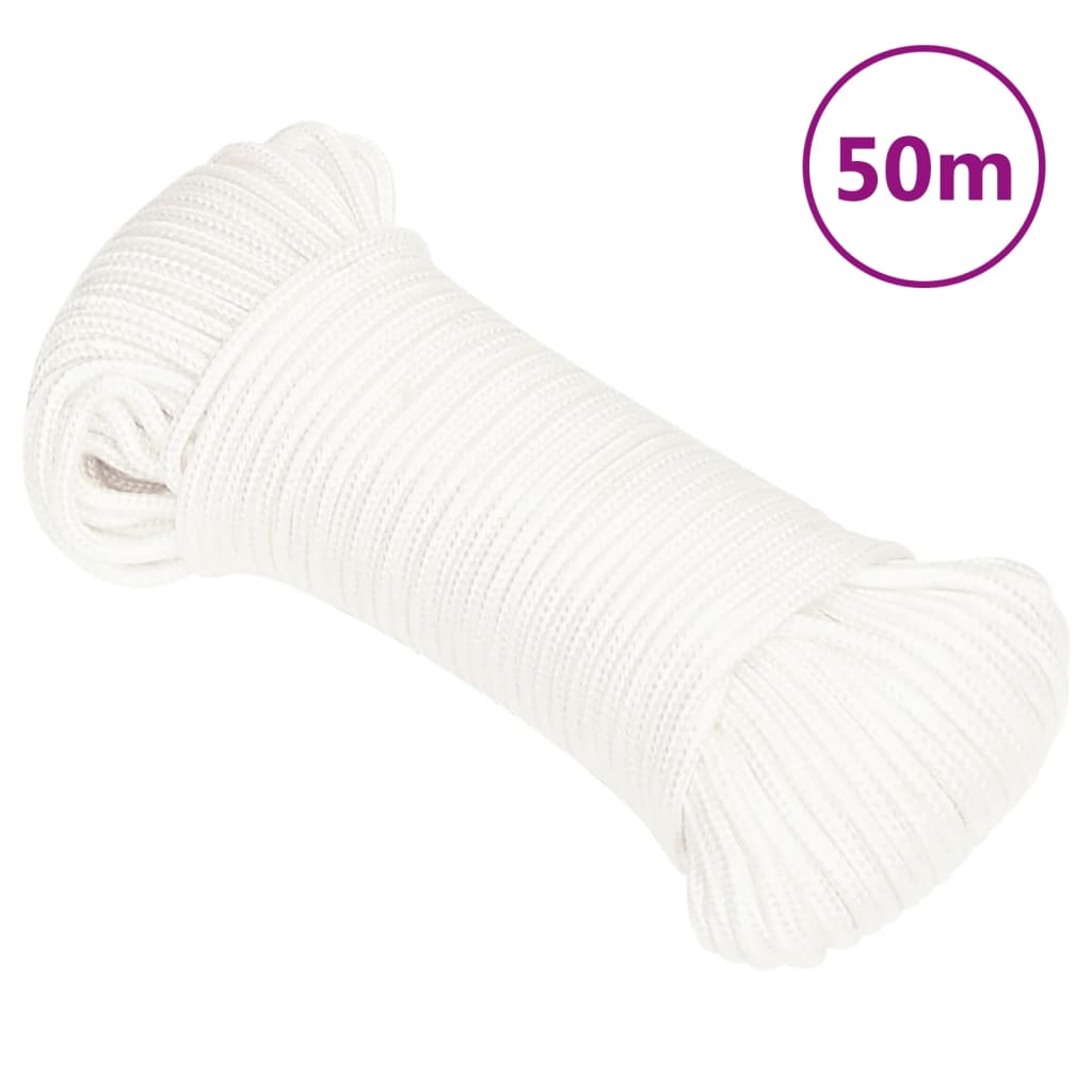 vidaXL 152545 Boat Rope Full White 5mm 50 M Polypropylene
