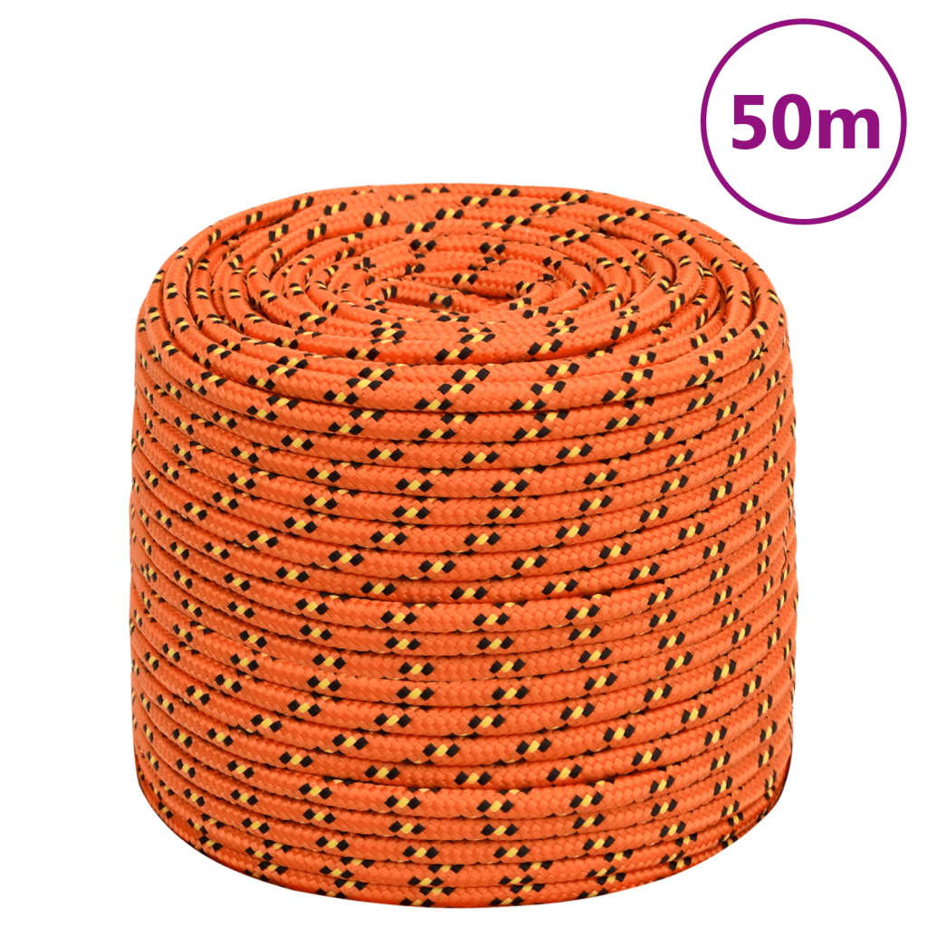vidaXL 152661 Boat Rope Orange 8mm 50 M Polypropylene
