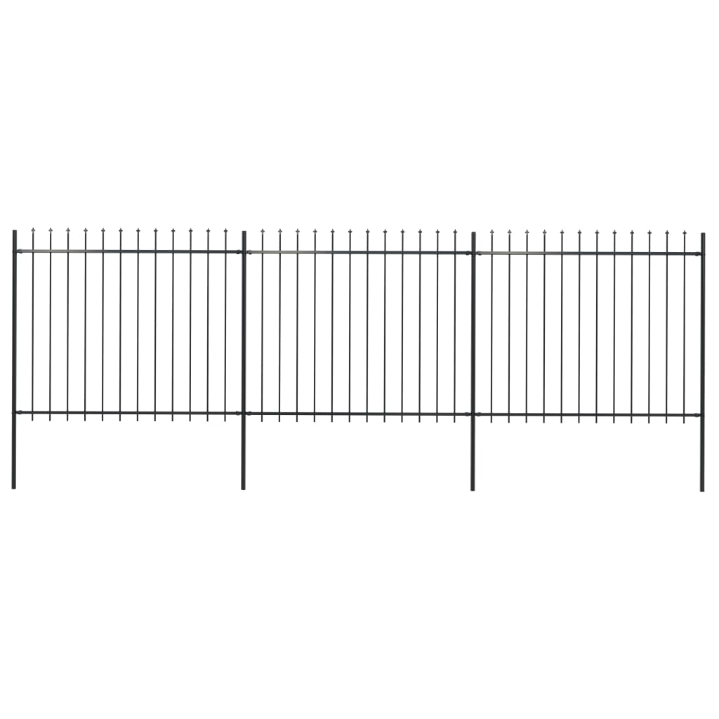 vidaXL 277631 Garden Fence With Spear Top Steel 5.1x1.5 M Black