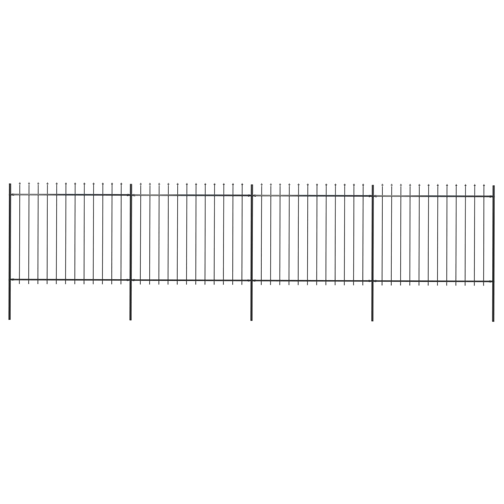 vidaXL 277632 Garden Fence With Spear Top Steel 6.8x1.5 M Black