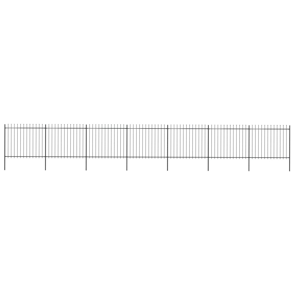 vidaXL 277635 Garden Fence With Spear Top Steel 11.9x1.5 M Black