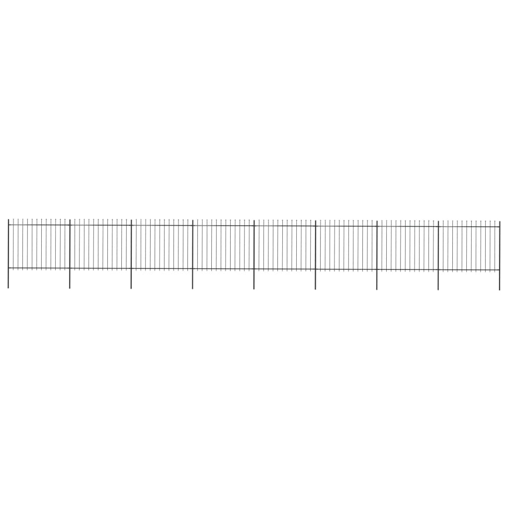 vidaXL 277636 Garden Fence With Spear Top Steel 13.6x1.5 M Black