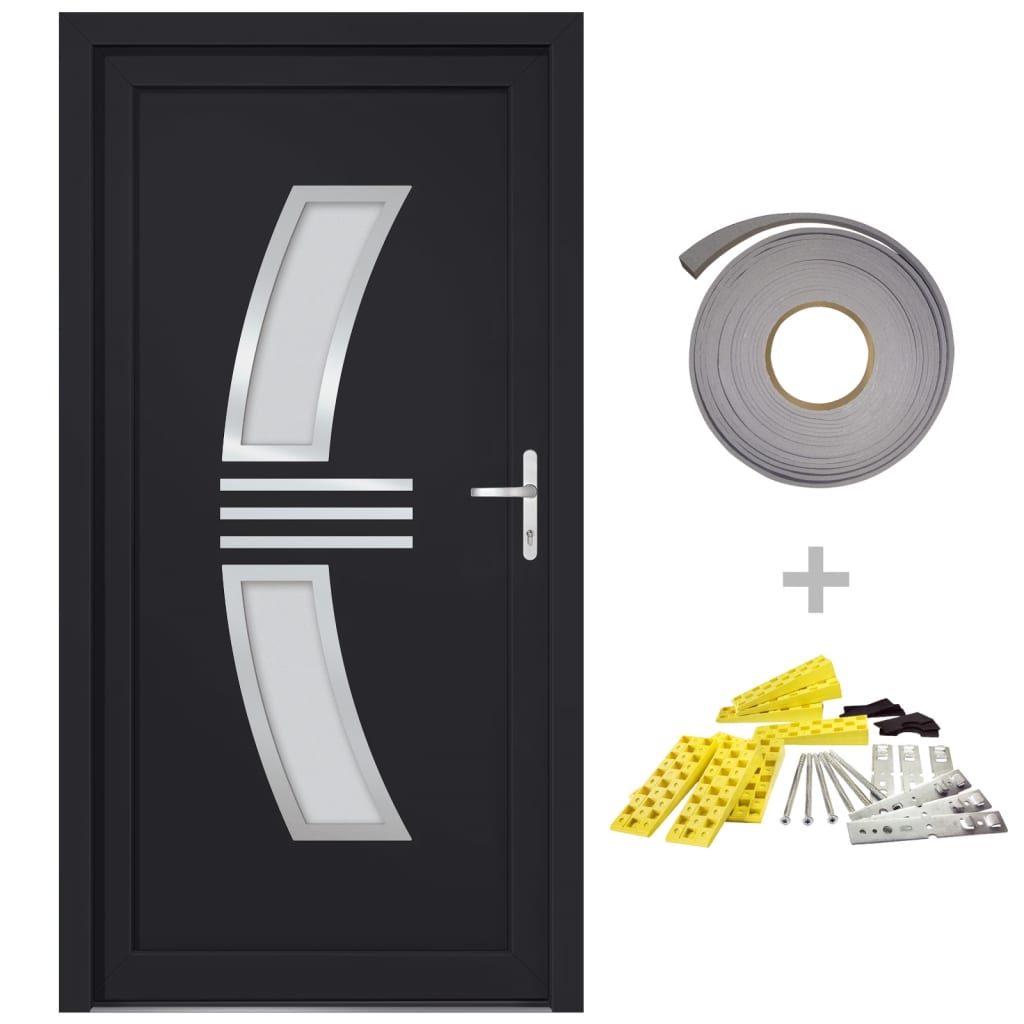 vidaXL 3187940 Front Door Anthracite 108x208cm Pvc