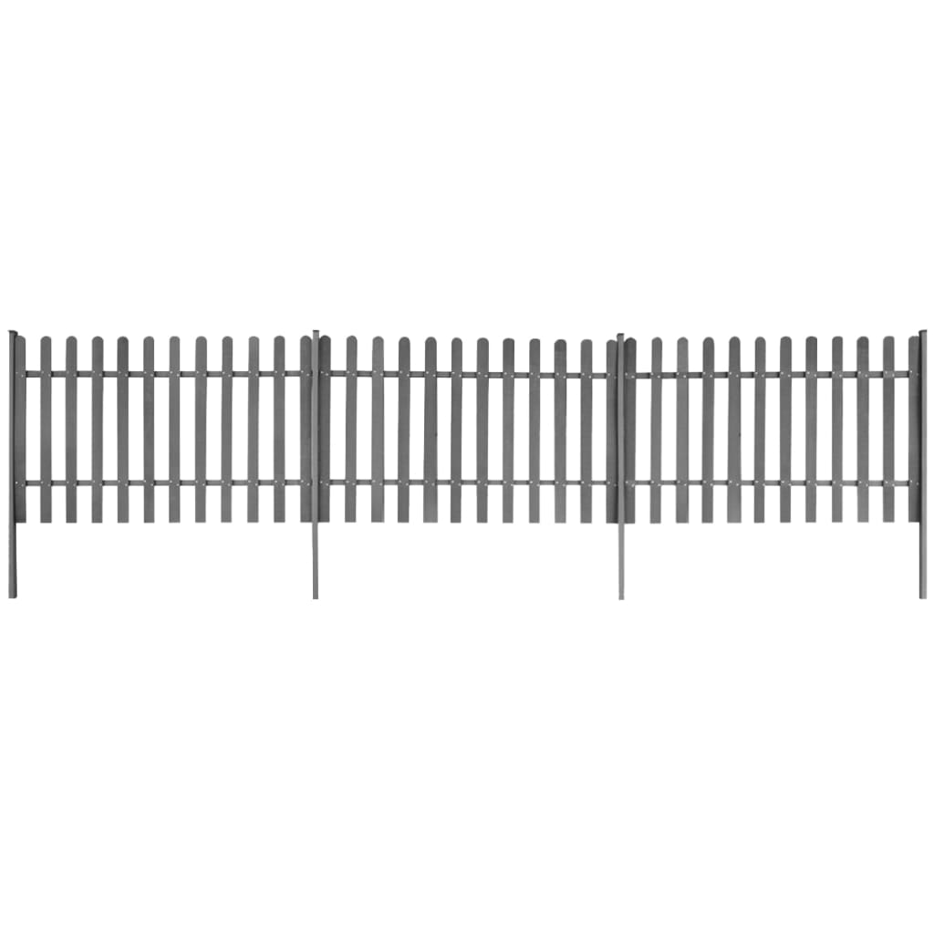 vidaXL 42829 Picket Fence With Posts 3 Pcs Wpc 600x120cm