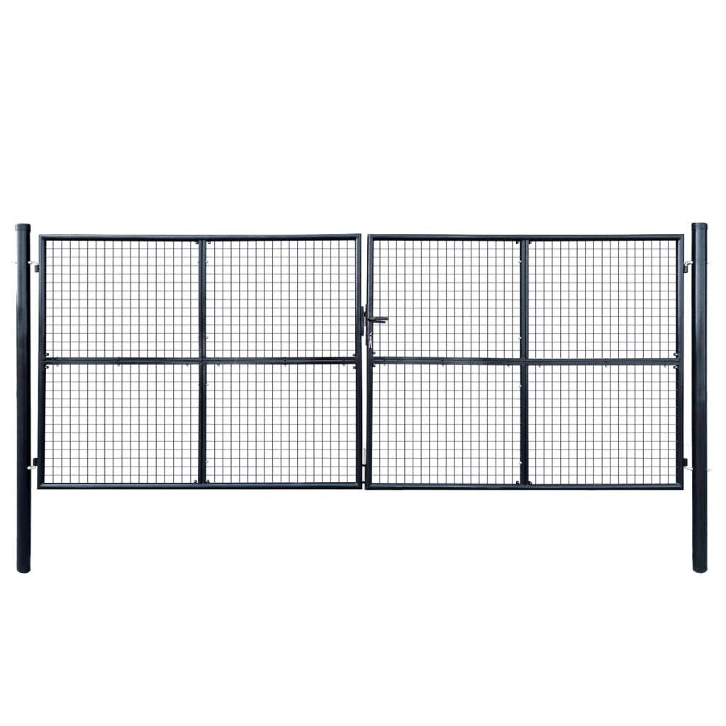 vidaXL 143377 Mesh Garden Gate Galvanised Steel 400x150cm Grey