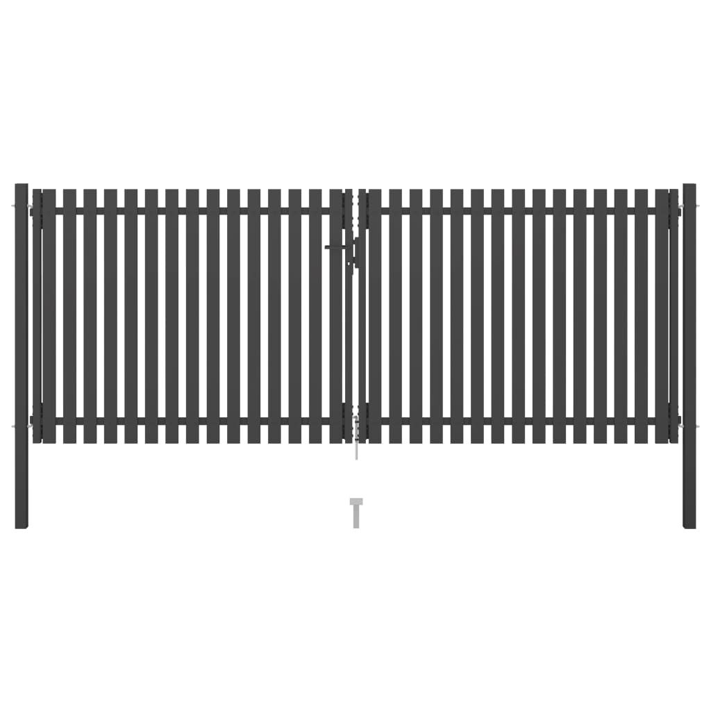 vidaXL 146335 Garden Fence Gate Steel 4x1.7 M Anthracite