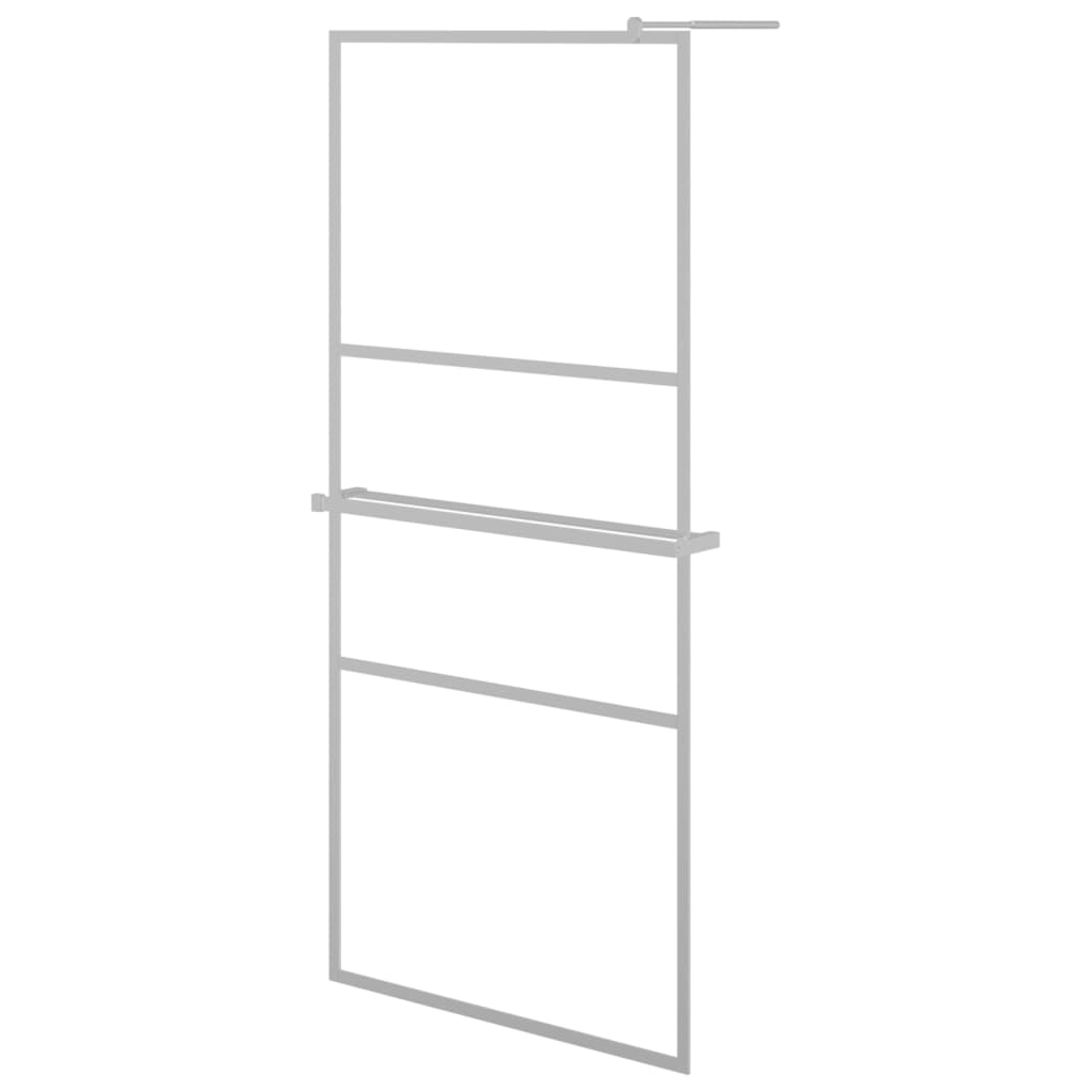 Vidaxl 3185495 Walkin Shower Wall With Shelf Chrome 90x195 Cm Esg