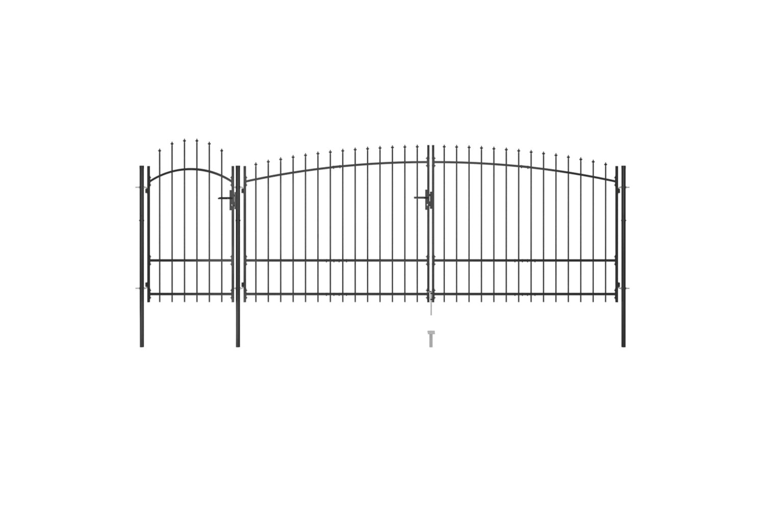 vidaXL 146325 Garden Fence Gate With Spear Top 5x2.25 M Black