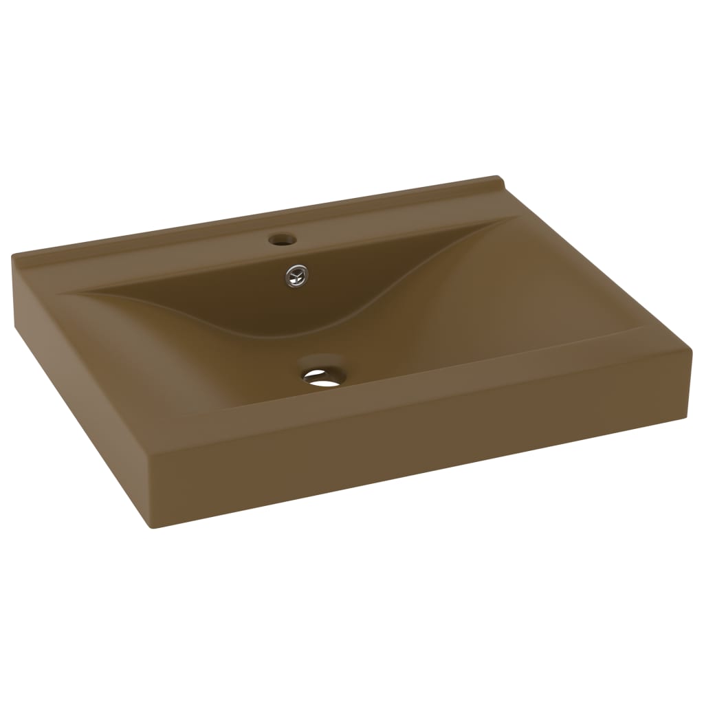vidaXL 147029 Luxury Basin With Faucet Hole Matt Cream 60x46cm Ceramic
