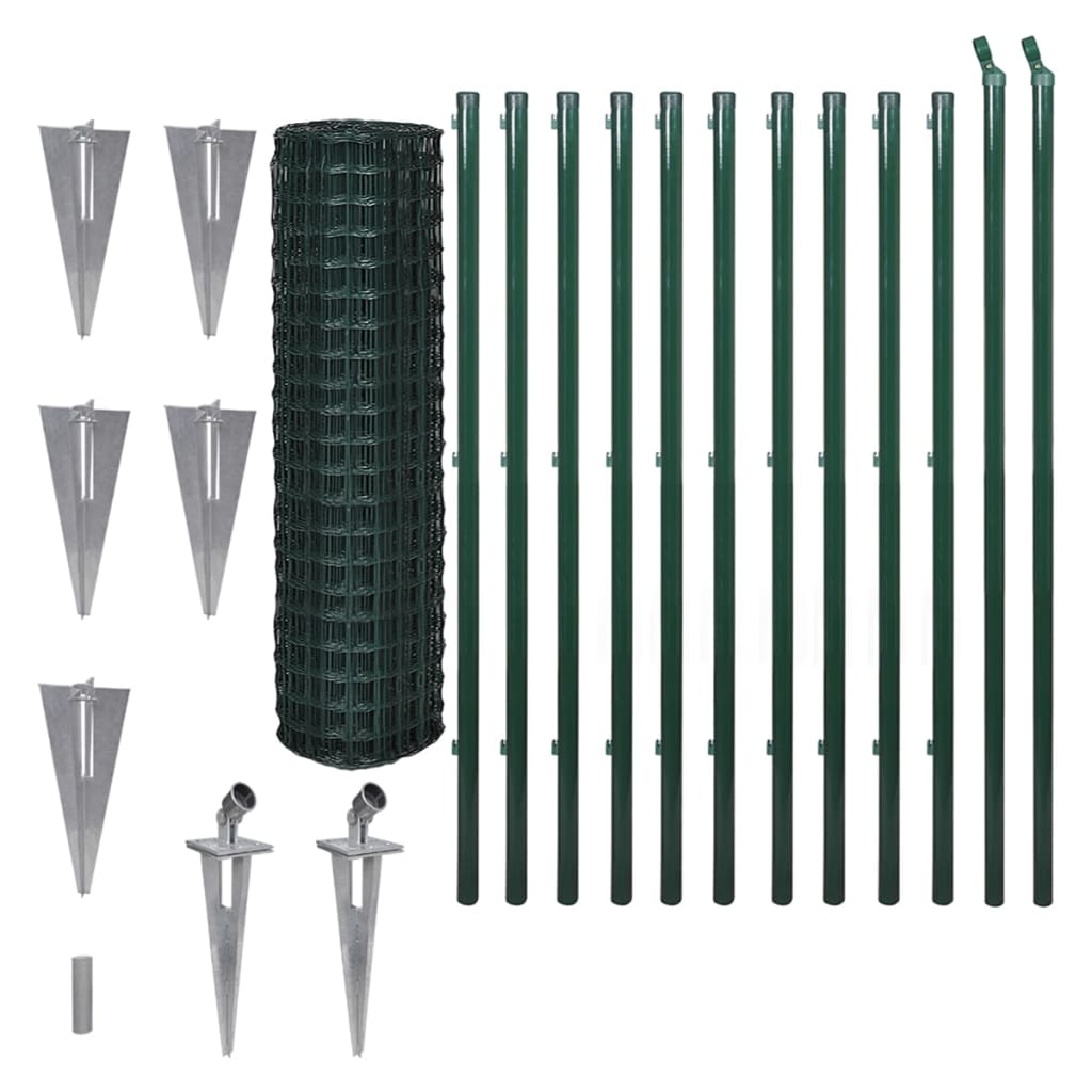 vidaXL 140563 Euro Fence Steel 25x1.5 M Green