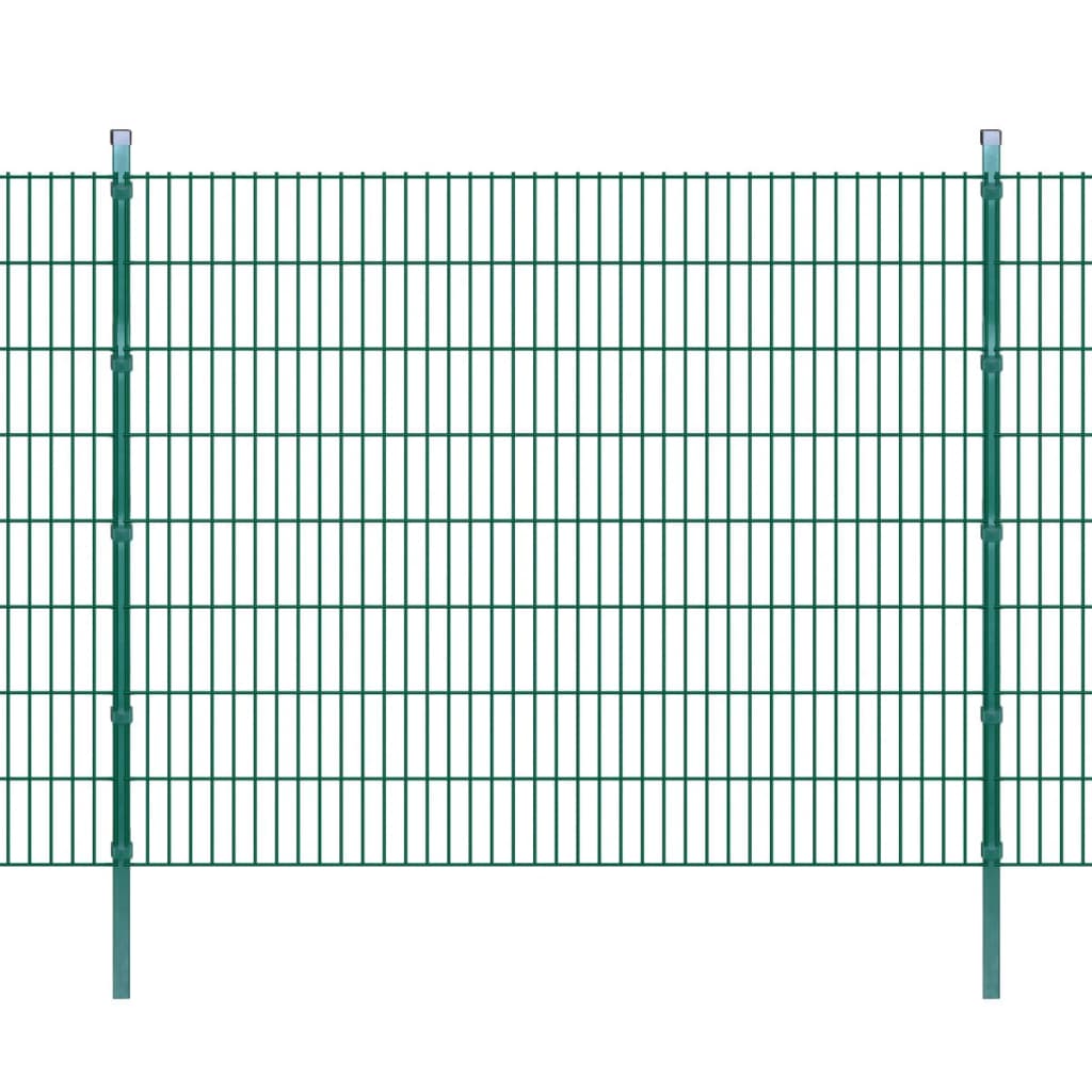 vidaXL 272809 2d Garden Fence Panel & Posts 2008x1630mm 2 M Green